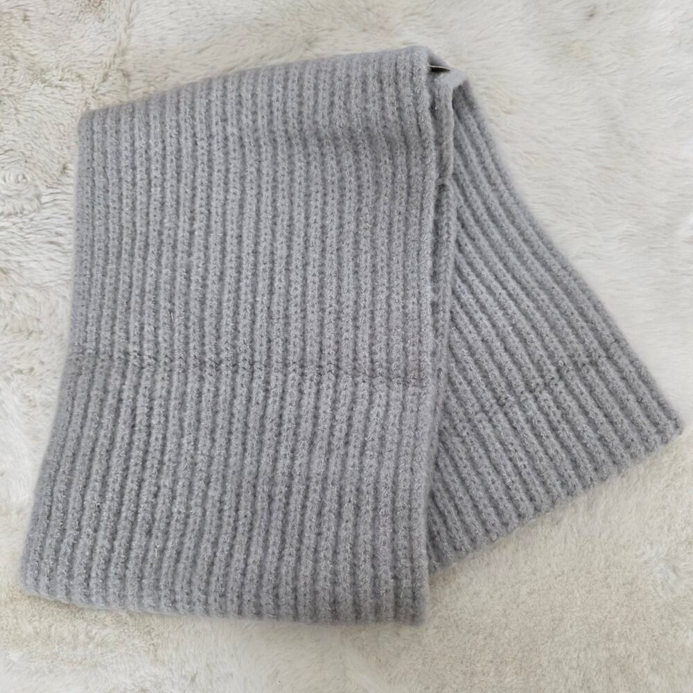 Hat Attack Gray Ribbed Knit Loop Scarf NWT Cozy Chunky Infinity Snood